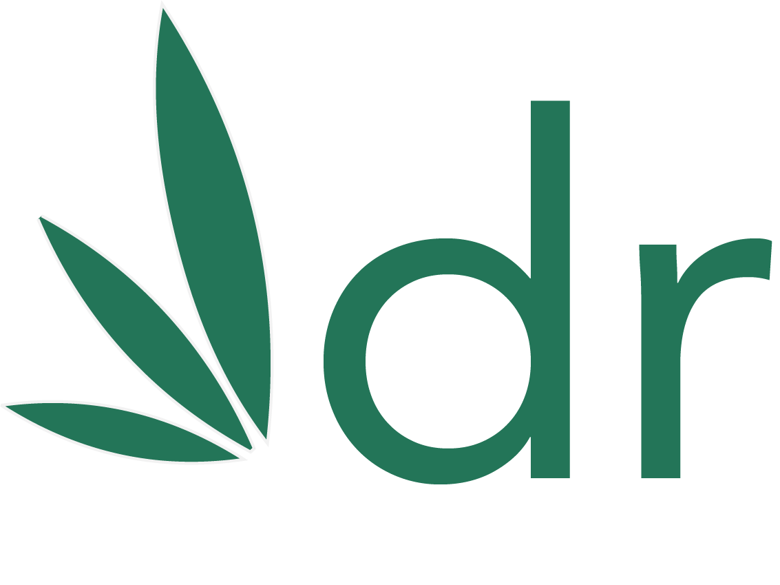 Logo of Doctors of Natural Medicine, featuring stylized cannabis leaves and the letters 'dr'.